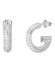 G Crystal Hoop Earrings in Silver