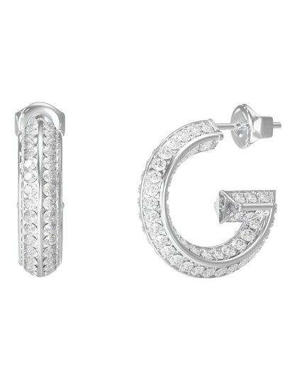 G Crystal Hoop Earrings in Silver