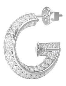 G Crystal Hoop Earrings in Silver