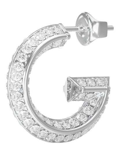 G Crystal Hoop Earrings in Silver