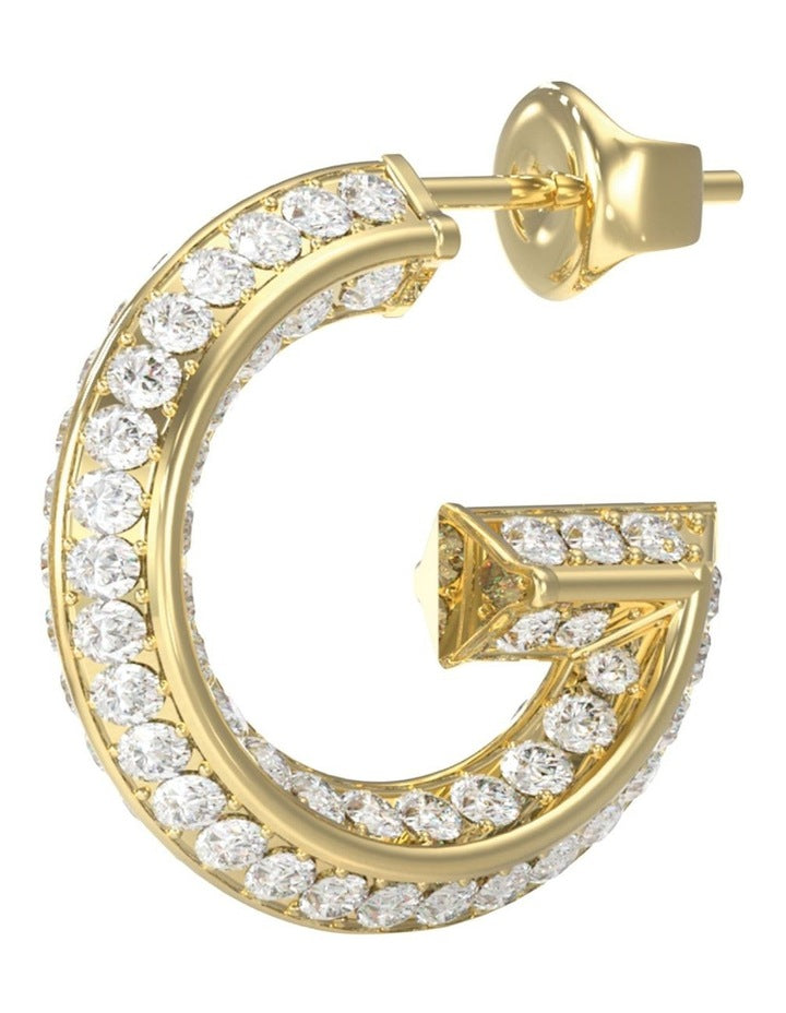 G Crystal Hoop Earrings in Gold