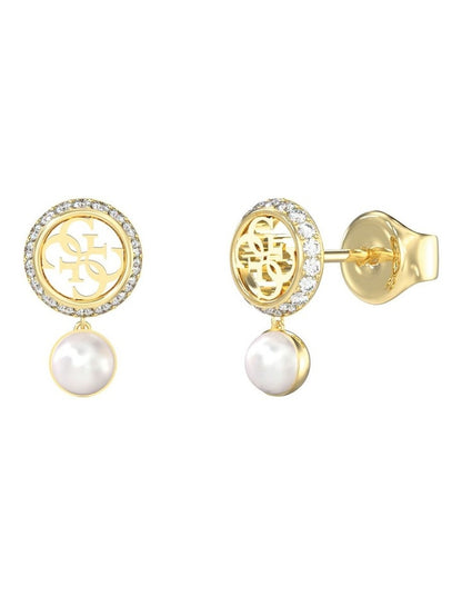 Tiny Pearly Stud Earrings in Gold