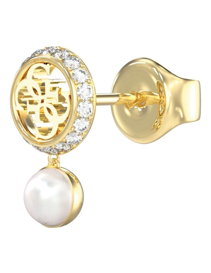 Tiny Pearly Stud Earrings in Gold