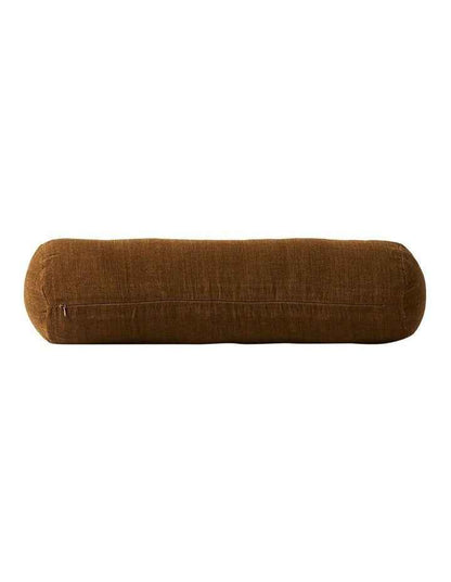 Vintage Linen Fringe Bolster in Nutmeg