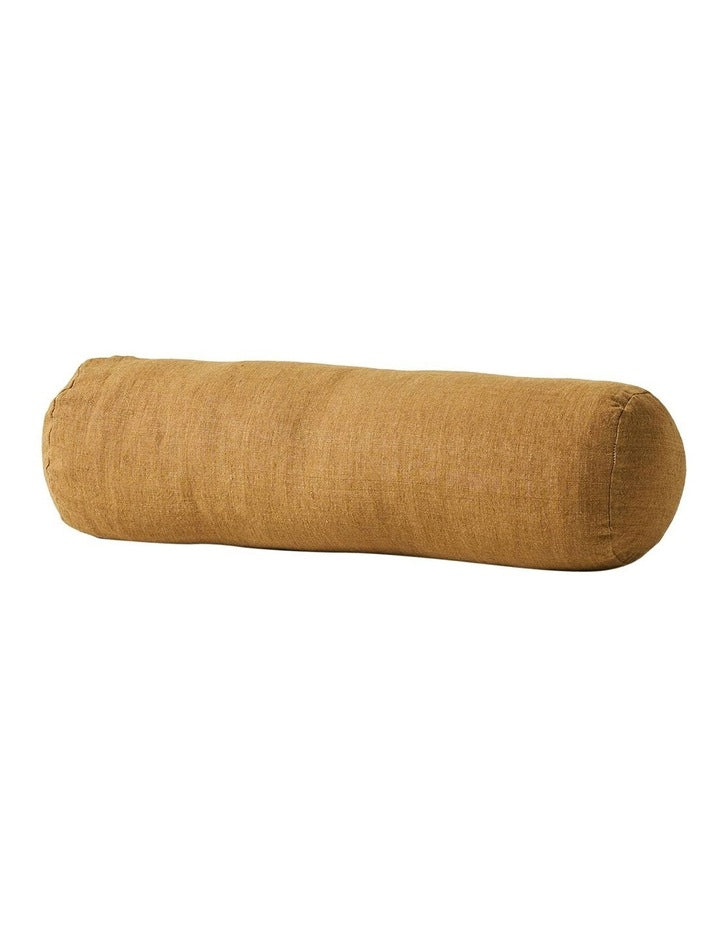 Vintage Linen Fringe Bolster in Bronze