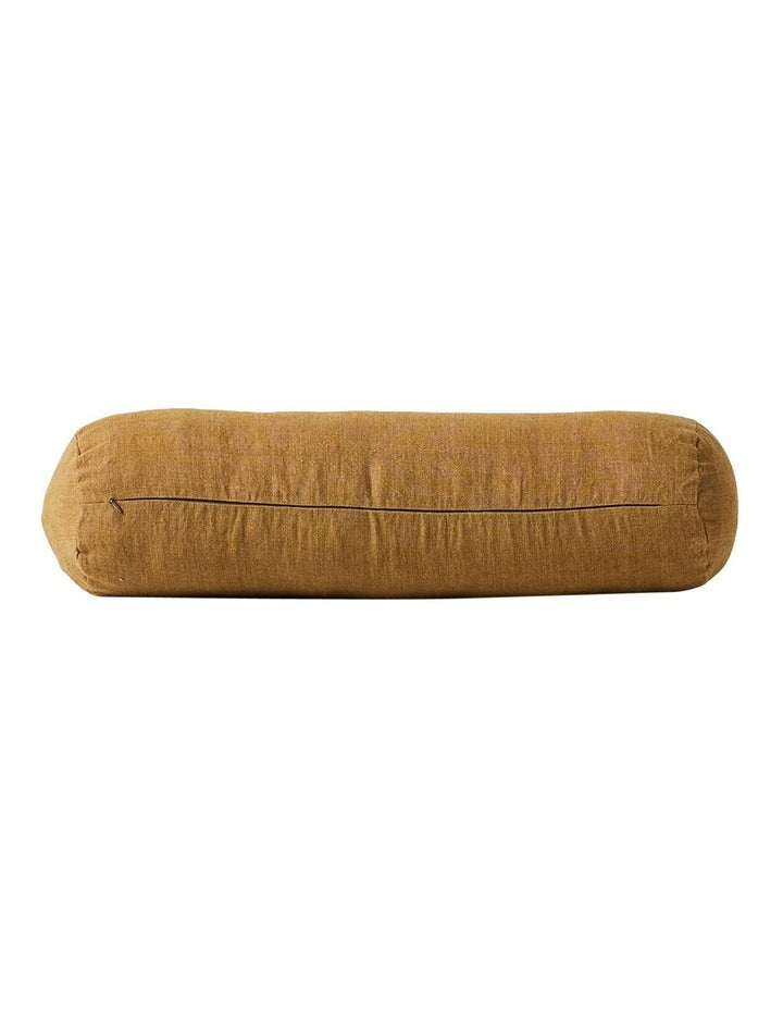 Vintage Linen Fringe Bolster in Bronze