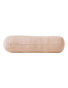 Vintage Linen Fringe Bolster in Shell Pink