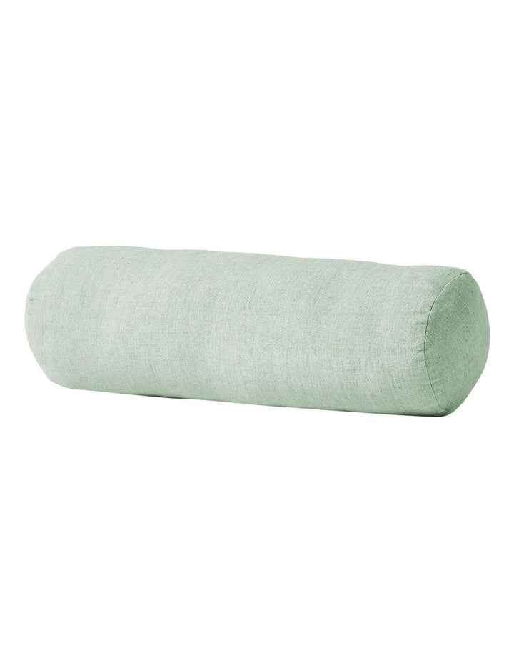 Vintage Linen Fringe Bolster in Sage