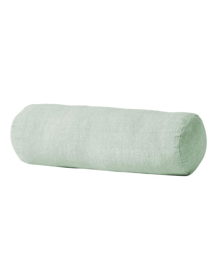Vintage Linen Fringe Bolster in Sage