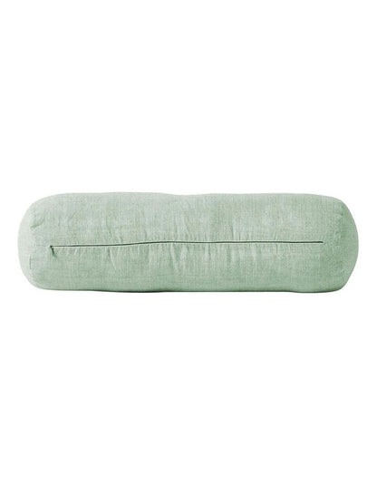 Vintage Linen Fringe Bolster in Sage