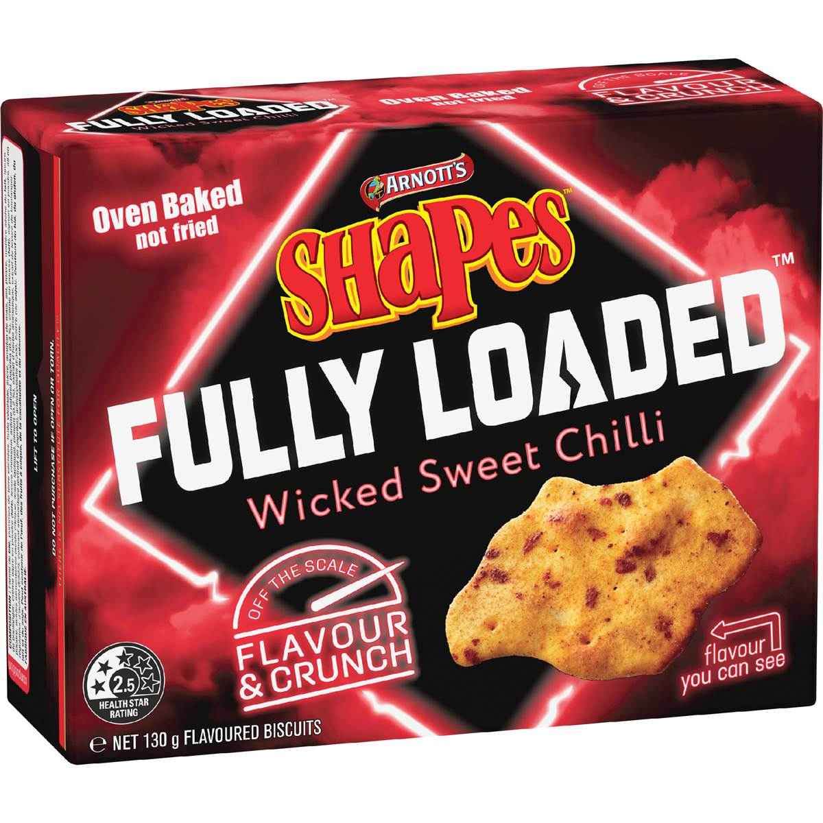 Arnotts Shapes Fully Loaded Wicked Sweet Chilli Cracker Biscuits 130g