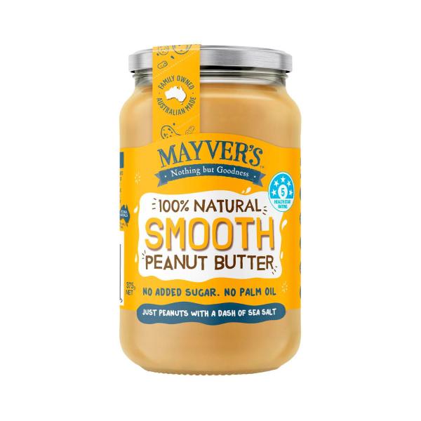 MAYVERS SMOOTH NATURAL PEANUT BUTTER 375G