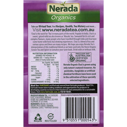 Nerada Organic Chai Tea 50 Pack 93g