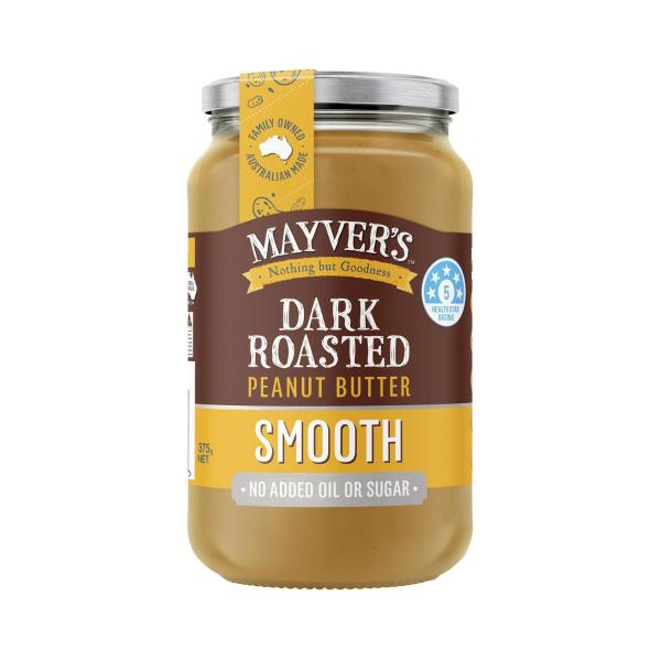 MAYVERS SMOOTH DARK ROAST NATURAL PEANUT BUTTER 375G