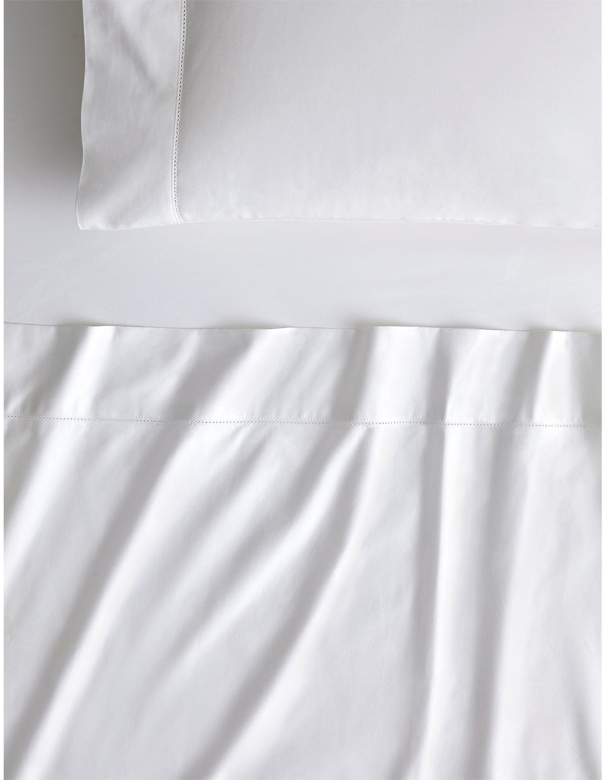 1000TC COTTON SATEEN QUEEN FITTED SHEET IN SNOW - MULTI-DEPTH