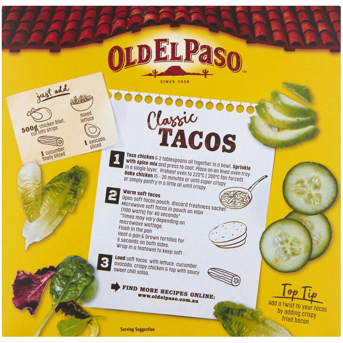 Old El Paso Taco Soft Crispy Chicken Dinner Kit Mexican Style 370g