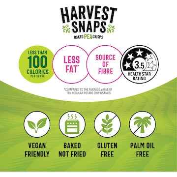 Harvest Snaps Baked Pea Crisps Salt & Vinegar 120g