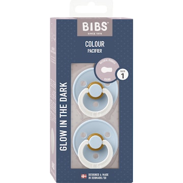 Bibs Pacifer Night Glow Latex Size 1 Dummy Assorted 2 pack