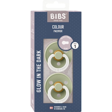 Bibs Pacifer Night Glow Latex Size 1 Dummy Assorted 2 pack