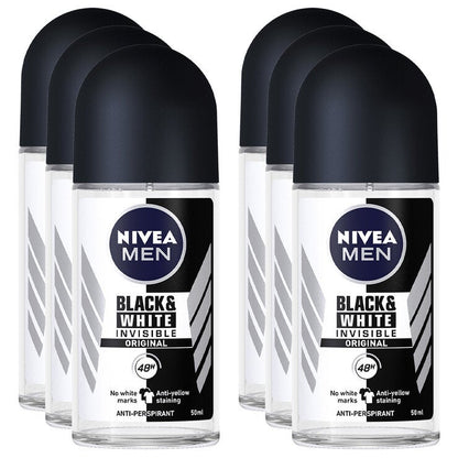 NIVEA Men Anti Perspirant Roll-On Deodorant 12 x 50 ml Black And White