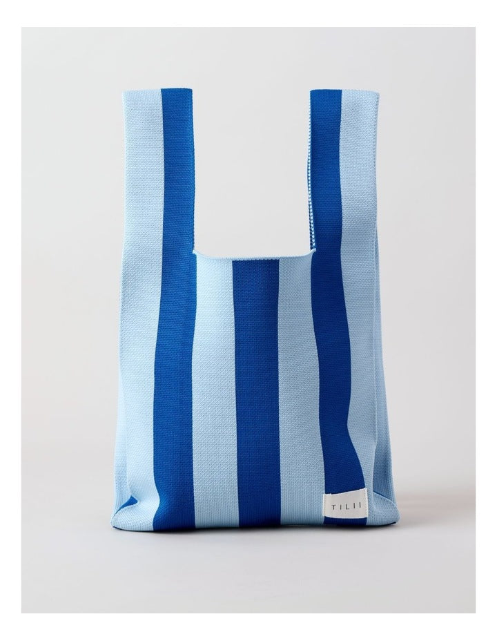 Striped Knitted Tote Bag in Blue