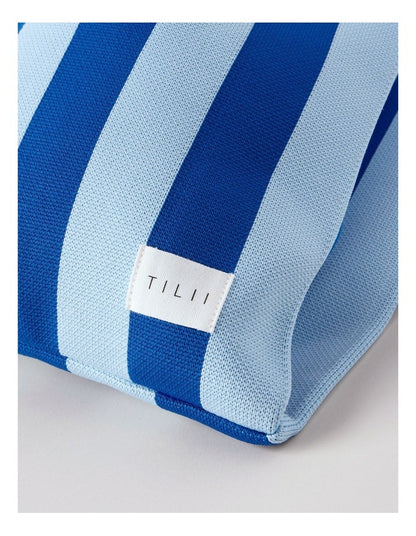 Striped Knitted Tote Bag in Blue