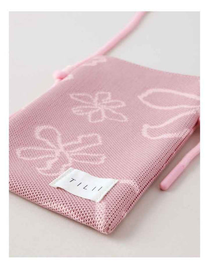 Knitted Crossbody Bag in Pink