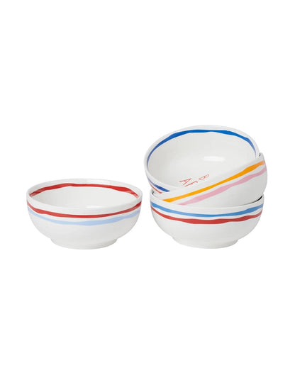 Italian 18cm Set of 4 New Bone China Cereal Bowls White Multi Set