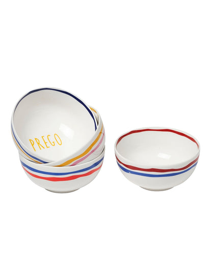 Italian 18cm Set of 4 New Bone China Cereal Bowls White Multi Set