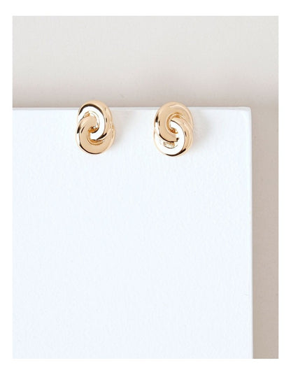 Interlocked Rings Earrings in Gold