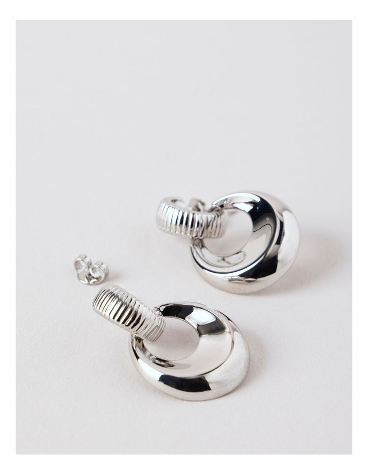 Textured Doorknocker Earrings in Silver