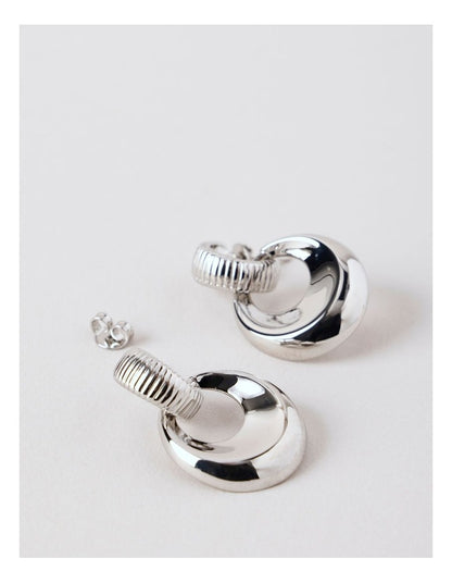 Textured Doorknocker Earrings in Silver
