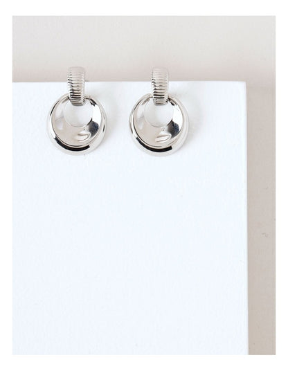 Textured Doorknocker Earrings in Silver