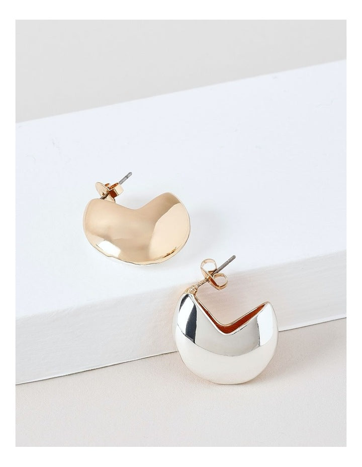 Two Tone Chunky Hoop Earrings in Mixed Metal