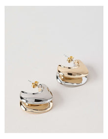 Curved Double Row Hoops in Mixed Metal