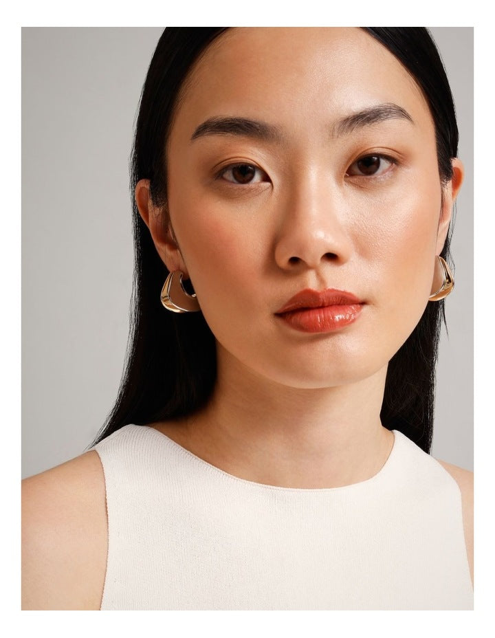 Curved Double Row Hoops in Mixed Metal