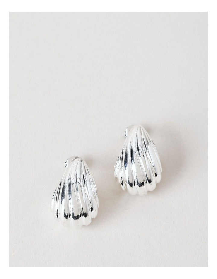 Small Etched Teardrop Earrings in Silver
