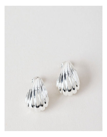 Small Etched Teardrop Earrings in Silver