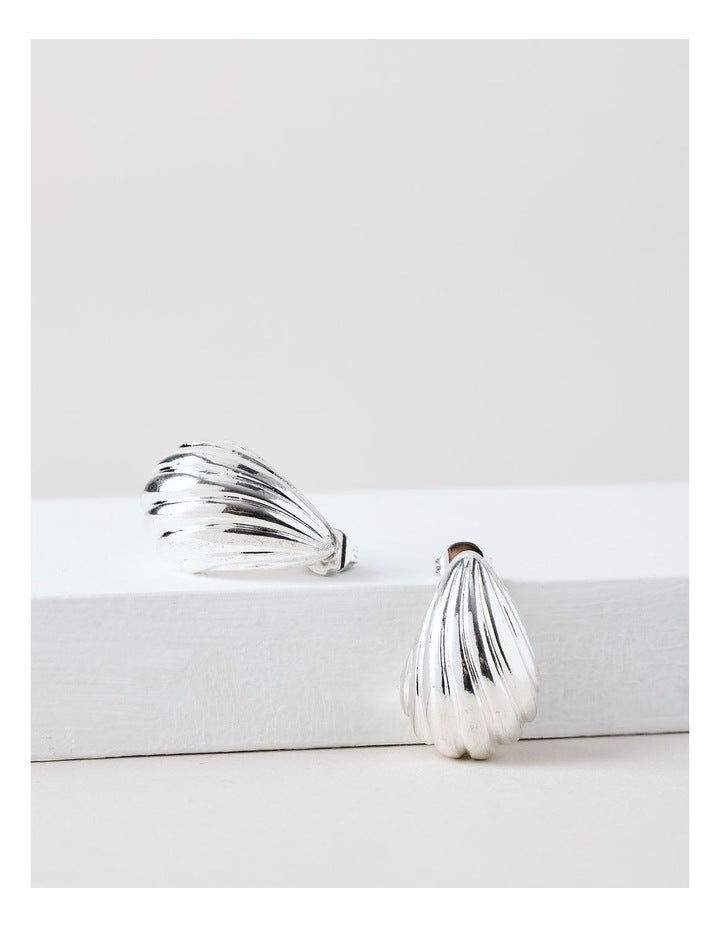 Small Etched Teardrop Earrings in Silver