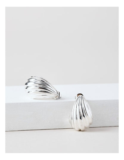 Small Etched Teardrop Earrings in Silver