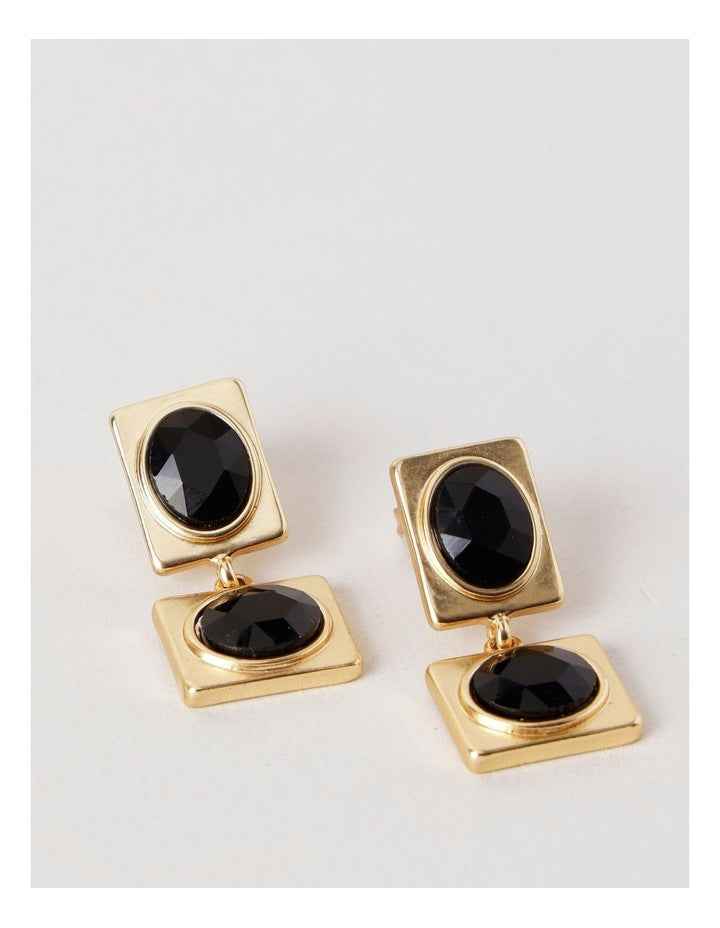 Gem Drop Earrings in Black