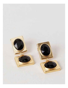 Gem Drop Earrings in Black