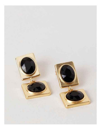 Gem Drop Earrings in Black