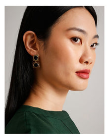 Gem Drop Earrings in Black