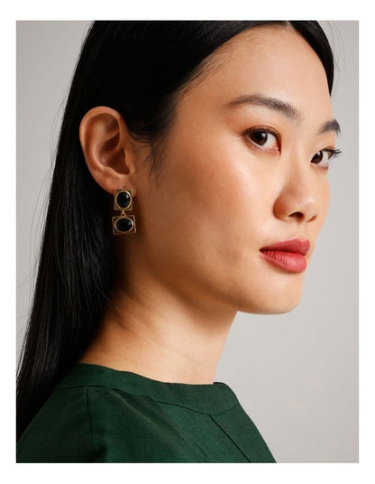 Gem Drop Earrings in Black