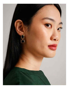 Gem Drop Earrings in Black