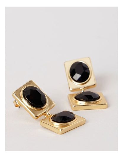 Gem Drop Earrings in Black