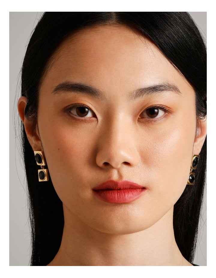 Gem Drop Earrings in Black