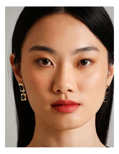 Gem Drop Earrings in Black