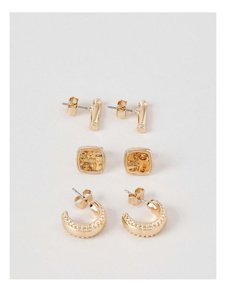 Mod 3PK Earrings in Gold